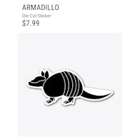 armadillo die cut sticker